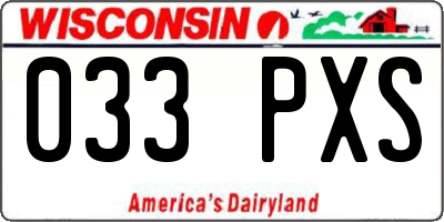 WI license plate 033PXS