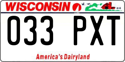 WI license plate 033PXT