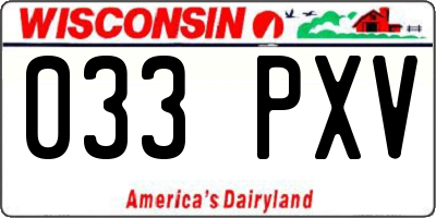 WI license plate 033PXV