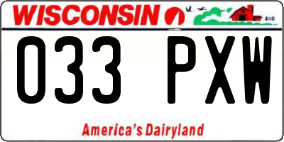 WI license plate 033PXW