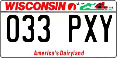 WI license plate 033PXY