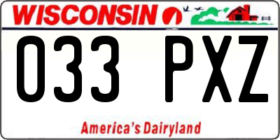 WI license plate 033PXZ