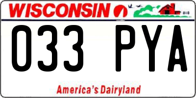 WI license plate 033PYA