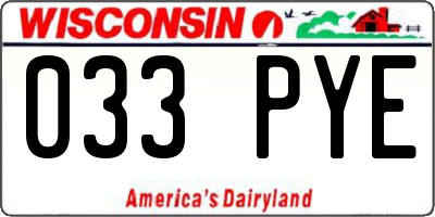 WI license plate 033PYE