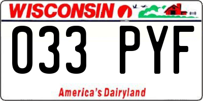 WI license plate 033PYF