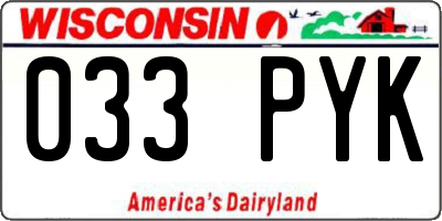 WI license plate 033PYK