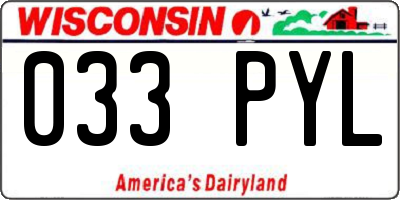 WI license plate 033PYL