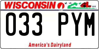 WI license plate 033PYM