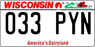 WI license plate 033PYN