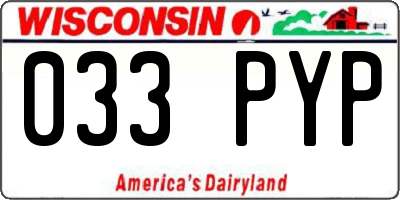 WI license plate 033PYP