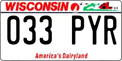 WI license plate 033PYR