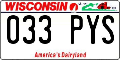 WI license plate 033PYS