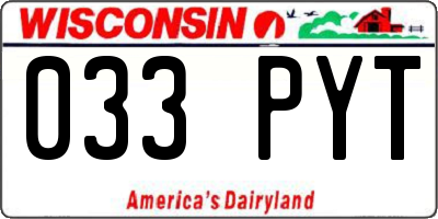 WI license plate 033PYT