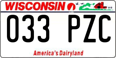 WI license plate 033PZC
