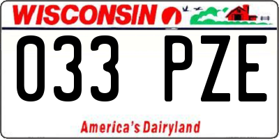 WI license plate 033PZE
