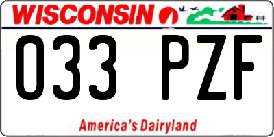 WI license plate 033PZF