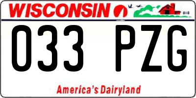 WI license plate 033PZG