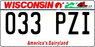 WI license plate 033PZI