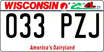 WI license plate 033PZJ