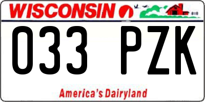 WI license plate 033PZK