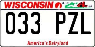 WI license plate 033PZL