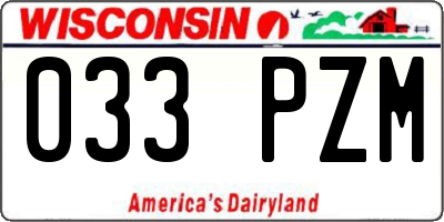 WI license plate 033PZM