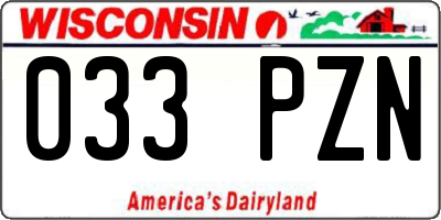 WI license plate 033PZN