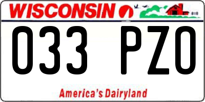 WI license plate 033PZO