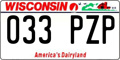 WI license plate 033PZP