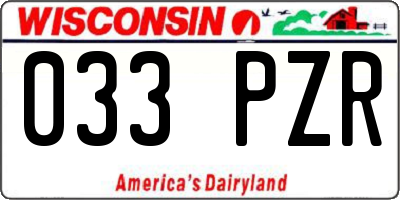 WI license plate 033PZR