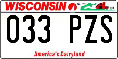 WI license plate 033PZS
