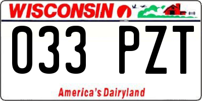WI license plate 033PZT