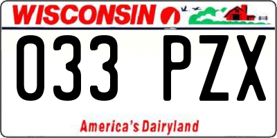 WI license plate 033PZX