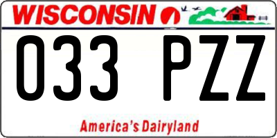 WI license plate 033PZZ