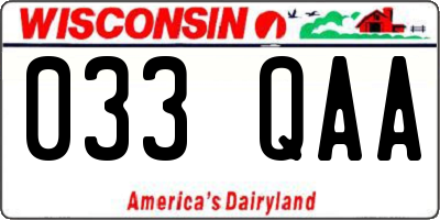 WI license plate 033QAA