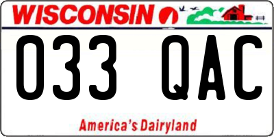 WI license plate 033QAC