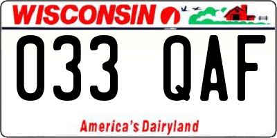 WI license plate 033QAF