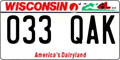 WI license plate 033QAK