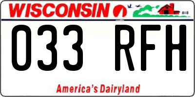 WI license plate 033RFH
