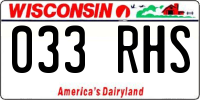 WI license plate 033RHS