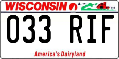 WI license plate 033RIF
