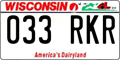 WI license plate 033RKR