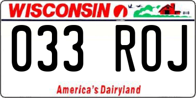 WI license plate 033ROJ