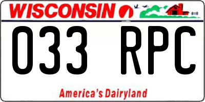 WI license plate 033RPC