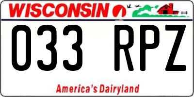 WI license plate 033RPZ