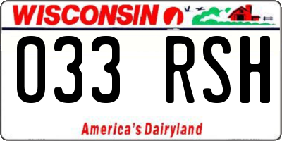WI license plate 033RSH