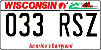 WI license plate 033RSZ