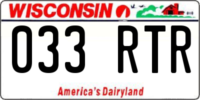 WI license plate 033RTR