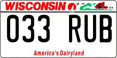 WI license plate 033RUB