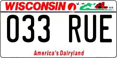 WI license plate 033RUE